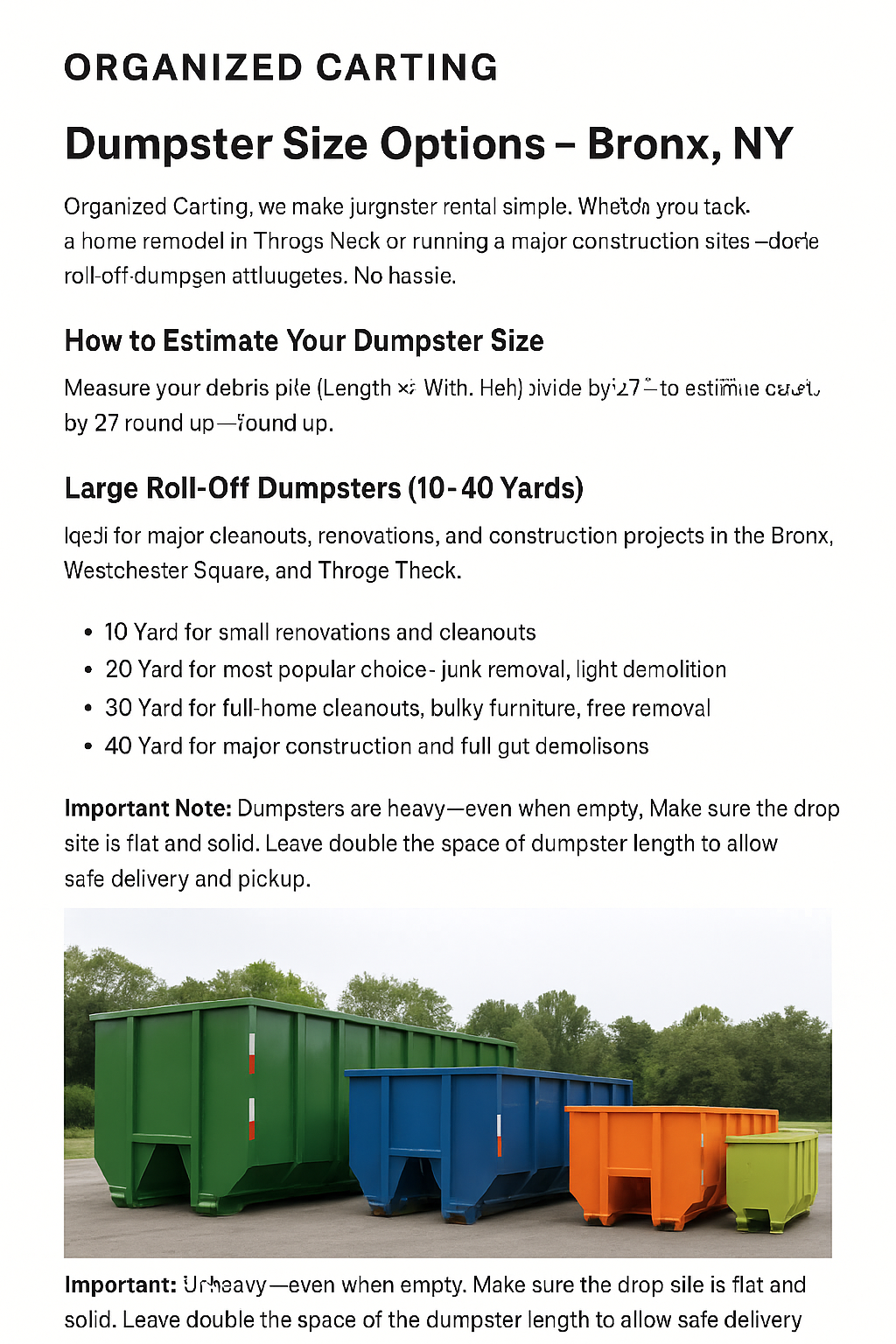 The Best Dumpster Rental in Bronx County, NY