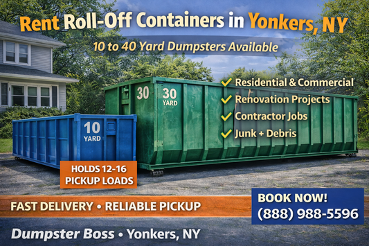 Need roll off container rentals in Yonkers, NY? 10–40 yard dumpsters available for residential, commercial, and contractor jobs. Fast delivery & pickup.