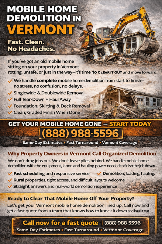 Vermont Mobile Home Demolition Experts